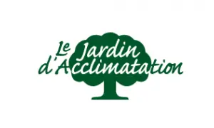 Logo du parc d'acclimatation avec un arbre stylisé et le texte "Le Jardin d'Acclimatation" en vert.