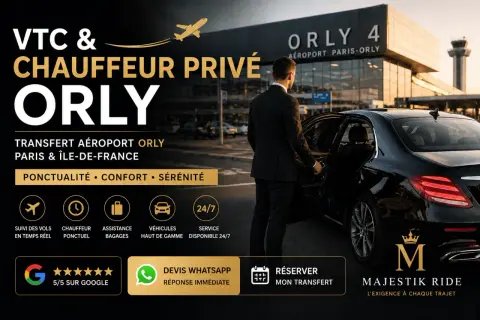 Chauffeur privé VTC Orly, une alternative au tramway T7 pour votre transfert aéroport. Ponctualité et confort garantis.