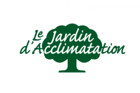 Logo du parc d'acclimatation avec un arbre stylisé et le texte "Le Jardin d'Acclimatation" en vert.