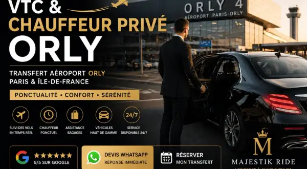 Chauffeur privé VTC Orly, une alternative au tramway T7 pour votre transfert aéroport. Ponctualité et confort garantis.