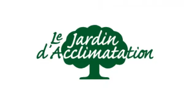 Logo du parc d'acclimatation avec un arbre stylisé et le texte "Le Jardin d'Acclimatation" en vert.
