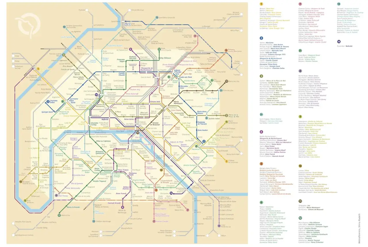 Plan du m&eacute;tro parisien, avec le Panth&eacute;on indiqu&eacute; sur la ligne 10.