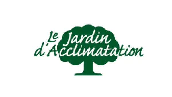 Logo du parc d'acclimatation avec un arbre stylisé et le texte "Le Jardin d'Acclimatation" en vert.